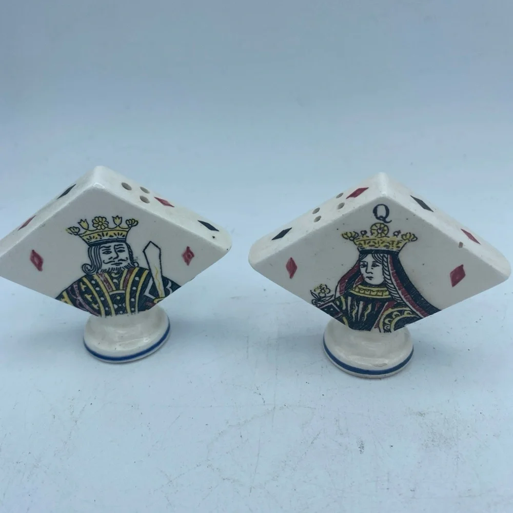 VTG MCM Enesco Imports Japan King & Queen Of Diamonds Salt & Pepper Shakers